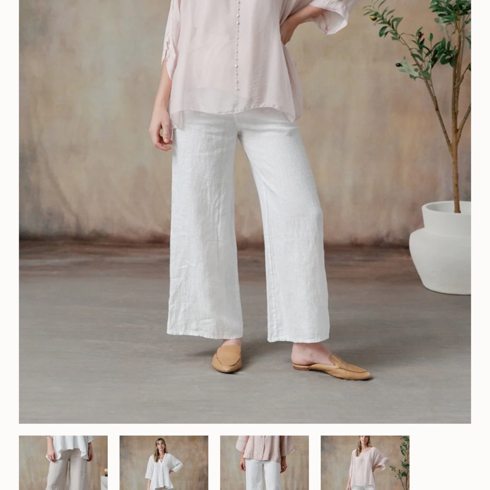 Cobblestone living white linen pants - Picture 3 of 8